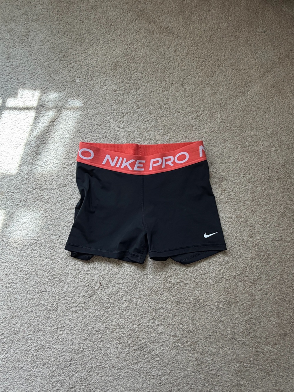 Nike Black Compression Shorts with Red Branded Waistband